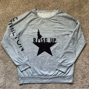 Women's Rise Up Hamilton Musical Crewneck Pullover Thin Sweatshirt Gray Size L